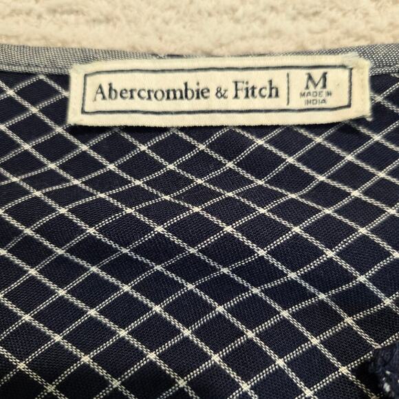 Abercrombie & Fitch Embroidered Plaid Tunic Top Roll Tab Sleeves Women's Size M - Picture 2 of 10